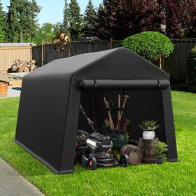 Real Relax 976975517604 Portable Storage Shed 7x12ft Heavy Duty Outdoor Carport Canopy With Rolled U