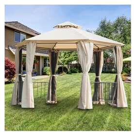 1008733840 Riplock 350 Beige Replacement Canopy For Hexagon Gazebo 12 Ft. X -upf 50