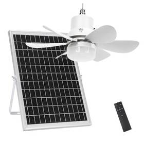 Roodike 785034488474 Solar Rechargeable Ceiling Fan Light 18 Inch Portable Fans With Battery For