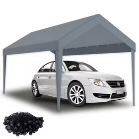 Runesay 313044778744 10 Ft. X 20 Grey Canopy With 72 Elastic Buckles Suit For Garage Shelter Fram