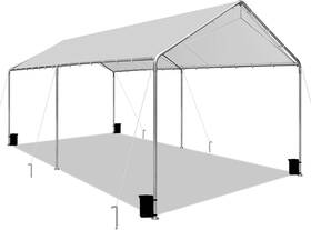 Hw-vs21cp01-01gr Sailary 10x20 Ft Heavy Duty Metal Car Canopy Shelter Portable Garage Tent Light Grey