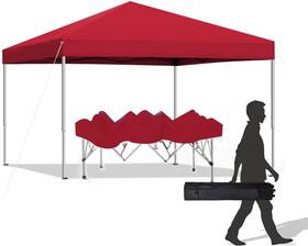 Lg23ca10-05rd Sailary 10x10 Ft Pop Up Canopy Tent Easy Instant Vented Top Straight Legs Wheeled Red