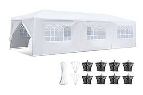 Serenelife 842893133225 Pop Up Canopy Tent 10x30 Portable Commercial Instant Shelter - White