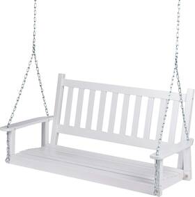 4216-1wt Shine Company Maine 54 Inch Outdoor Wood Porch Swing With Chains Hanging White