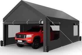Shintenchi 726084175792 12ftx20ft Heavy Duty Carport Canopy Garage Tent With Side Door And Windows Grey