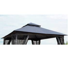 Zx-01851 Siavonce Patio Double Roof Gazebo Replacement Canopy Top 10ftx10ft Fabric In Gray
