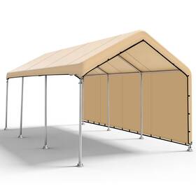 Sihaian Xl-10x20-beige 10 X 20 Ft Carport Replacement Canopy Cover With Sidewall No Frame Easy To S