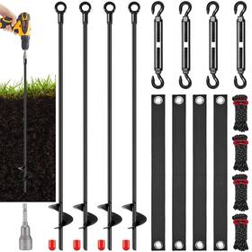 Haa-silkfly-2978 Silkfly 4 Set 30 Inch Earth Anchors Shed Swing Spiral Heavy Duty Ground Trampol