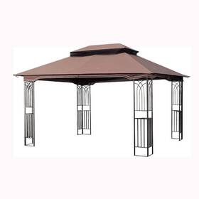Zzq-thdzp1224s Sireck Gazebo Canopy Tent 9.8ftx13ft Double-tiered Top Brown With Removable Mesh