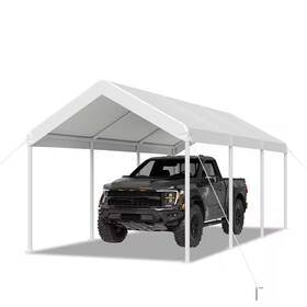 Sizzim 445026345316 10 Ft. W X 20 D White Soft Top Carport With Steel Frame Ideal For Outdoor V