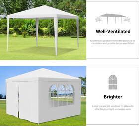Smartxchoices 696228385441 10ft X Outdoor White Waterproof Gazebo Canopy Tent With Windows