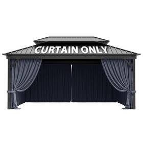Snubbull 763475668204 12ftx16ft Gazebo Curtains Outdoor Waterproof With Hanging Rings 4-panel Double