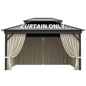 Snubbull 763475668310 10ftx13ft Gazebo Curtains Outdoor Waterproof With Hanging Rings 4-panel Double