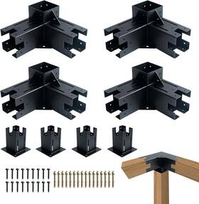 Sss-111 Sss Furniture Pergola Gazebo Brackets Kit 4x4 Actual 3.7x3.7ftft 3-way Black