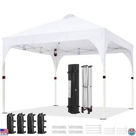 B08y6kf922 Stanley 10x10 Pop Up Canopy Tent With Vent Easy Setup Wheeled Bag 4 Sandbags White