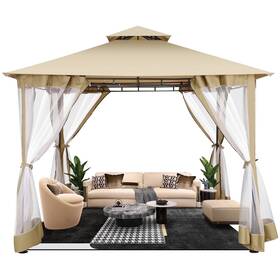 10001651736 Store 10ftx10ft Outdoor Gazebo Canopy Tent With Mosquito Netting Waterproof And Uv Protec
