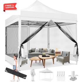 Store 711181636642 10ft X Pop Up Canopy With 4 Removable Mesh Mosquito Proof Canopies Outdoor H