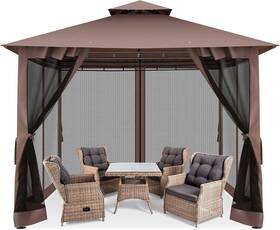 C00041b Store Outdoor Gazebo 10ftx10ft Canopy With Mosquito Netting Extended Eaves