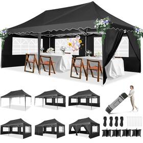 Cb-000098 Store 10x20 Pop Up Canopy Tent With 6 Removable Side Walls Heavy Duty Waterproof Adjus