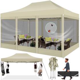 Eme112 Store 10x15 Heavy Duty Pop-up Canopy With Mosquito Net For Outdoor Events