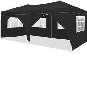 Sudzendf 313111583578 10 Ft. X 20 Black Outdoor Portable Party Folding Tent With 6 Removable Sidew