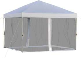 84031 Sugift 10ft X White Gazebo Pop Up Canopy With Mesh Curtains