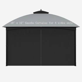 Suncula 791974862144 Replacement 10ftx12ft Gazebo Privacy Shade Curtains 4-panel Sidewall With Zipp