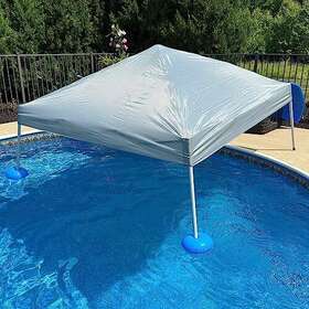 Sunjoy 841057184264 Floating Pool Canopy 10 Pop Up Gazebo Grey Fabric Steel
