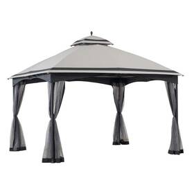 A101012201 Sunjoy Zanker 10.5 Ft. X 13 Gray And Black 2-tier Steel Frame Fabric Soft Top