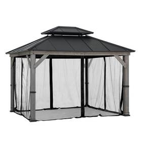 A111515202 Sunjoy Replacement Mosquito Netting Panels Waterproof 4-panels Screen Walls For 10