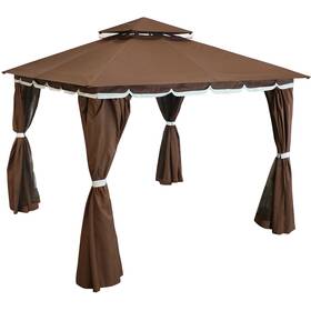 Cre-120 Sunnydaze Decor 810011714120 10 Ft X Soft Top Polyester Gazebo With Privacy Wall - Brown By