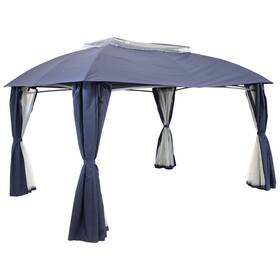 Cre-645 Sunnydaze Decor 810047676645 10 Ft X 13 Soft Top Polyester Gazebo With Privacy Wall - Navy By