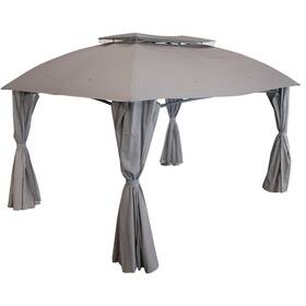 Cre-151 Sunnydaze Decor 10 Ft X 13 Soft Top Polyester Gazebo With Privacy Wall - Gray By