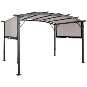 Cre-584 Sunnydaze Decor 9 Ft X 12 Metal Arched Pergola With Retractable Canopy - Gray By