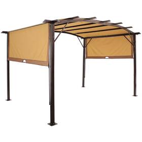 Cre-607 Sunnydaze Decor 9 Ft X 12 Metal Arched Pergola With Retractable Canopy - Tan By