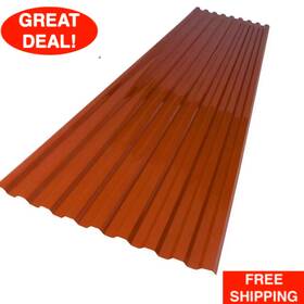 206395296 Suntuf 26 Inch X 6 Ft. Red Brick Polycarbonate Roof Panel Corrugated Strength Fiberglass