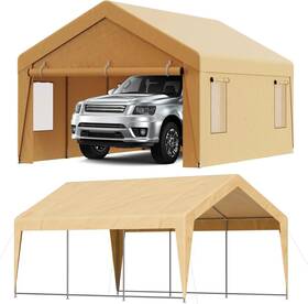 Cphd12x20sg24 Superb Goods 12x20 Ft Heavy Duty Carport Canopy Garage With Steel Poles And Removable Sidewalls