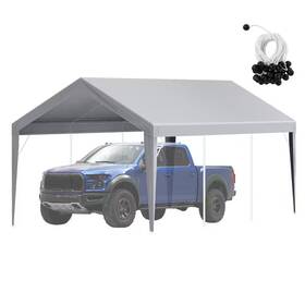 Svopes 744110790429 10 X 20 Ft. Grey Carport Replacement Canopy Cover Uv Protected Easy Install Wi