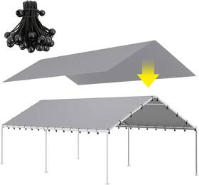 T.o.p. 445047238277 10 X 20 Ft Carport Replacement Canopy Cover Garage Top Tent Shelter Tarp Grey Wi