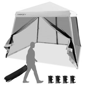 10301-np Tangkula 10x10 Ft Pop Up Canopy With Netting Slanted Leg Outdoor Roller B
