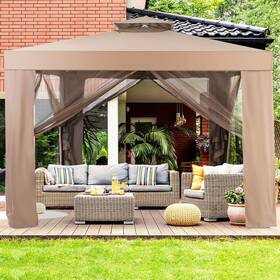 Am2491hm Tangkula 10x10 Ft Outdoor Gazebo Patio Tents And Garden Structures With Netting