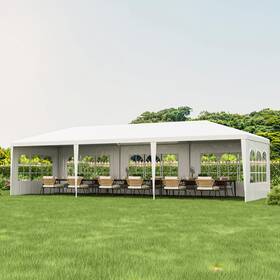 Am8720hm Tangkula Heavy Duty Party Tent - 10x30 Ft White Event With 6 Sidewalls