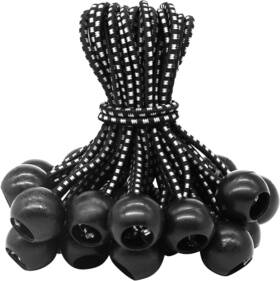 Tanlisheng12 445003243260 Pack Of 25 Bungees With Ball Black And White 150 Mm For Tents Tarpaulins Pos