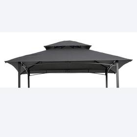 Djyc-h-w41932279 Tatayosi Double Tiered Bbq Gazebo Tent Roof Top Cover 8ft X 5ft Polyester In Gray