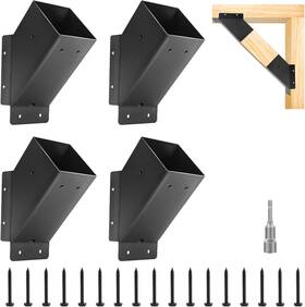Dj843656 Tayory 4 Pcs Pergola Angle Support Bracket Reinforced 45-degree 4x4-4 Black