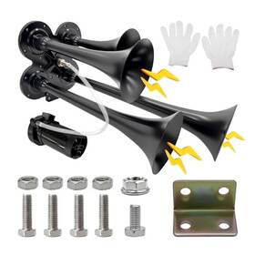 Tcjjmy 739503974739 Super Loud Train Air Horn Kit For Truck - 180db 4 Trumpet With 12v/24v Heavy