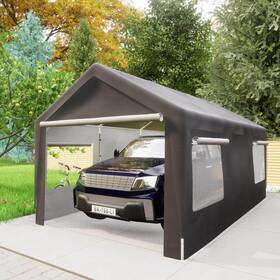 Gr102072248 Thanaddo 10 Ft. X 20 Outdoor Gray Roof Canopy Tent Heavy-duty Steel Carport With