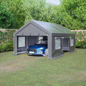 M132000027 Thanaddo 13 Ft. X 20 Outdoor Gray Roof Canopy Tent Heavy-duty Steel Carport