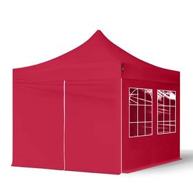 582631 Toolport Pop Up Canopy 10x10 Ft Portable Gazebo Red 4 Sidewalls Steel New
