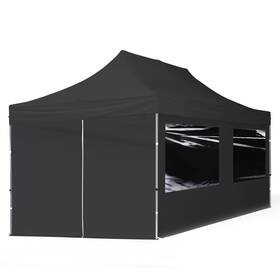 59031 Toolport Pop Up Canopy 10x20 Ft Portable Gazebo Black 4 Sidewals Aluminium New